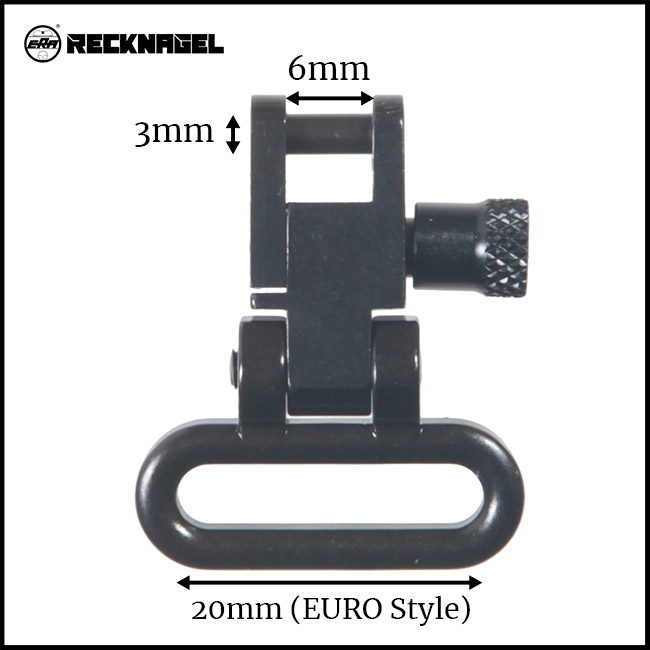 Recknagel Detachable Sling Swivel with Nut 20mm Loop - 6mm Stud