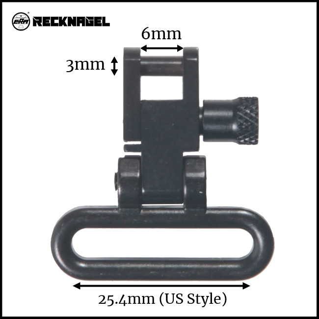 Recknagel Detachable Sling Swivel with Nut 25.4mm Loop, 6mm Stud