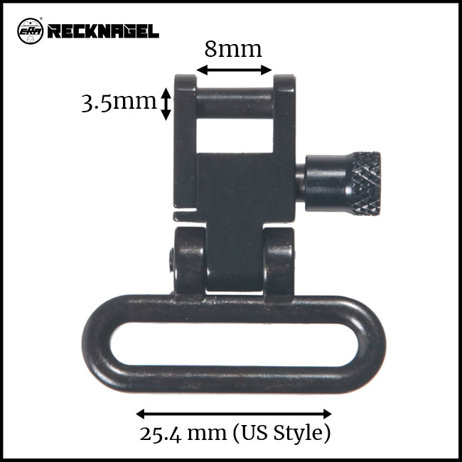 Recknagel Detachable Sling Swivel with Nut 25.4mm Loop, 8mm Stud