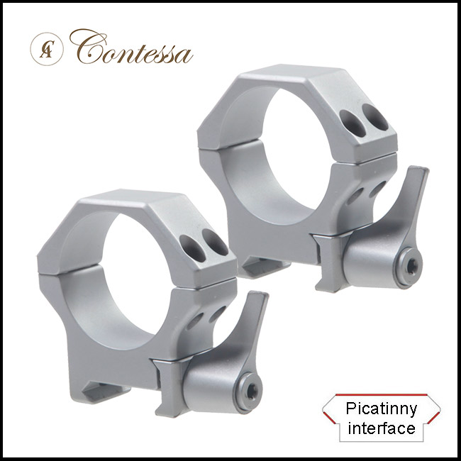 Contessa Satin Chromed Steel Picatinny QD Rings - 30mm (8mm BH)
