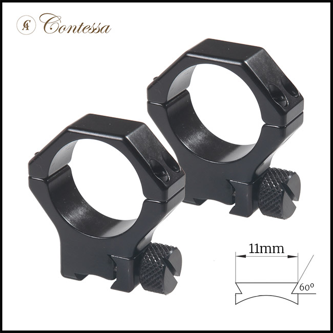 Contessa 30mm Steel 11mm Dovetail Rings, 16mm BH