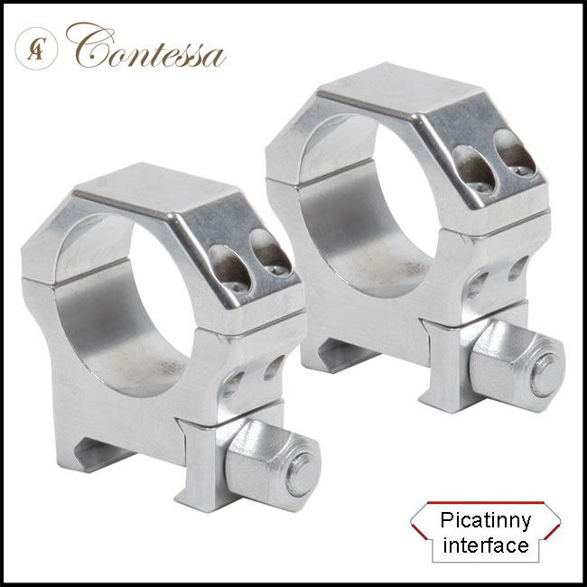 Contessa Shiny Chromed Steel Picatinny Rings - 1" (8mm BH)