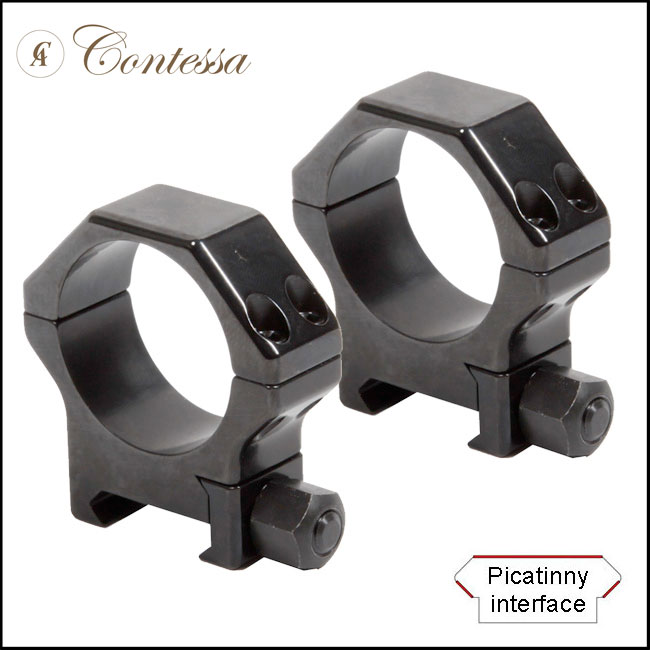 Contessa Blued Steel Picatinny Rings - 30mm (8mm / 12mm BH)