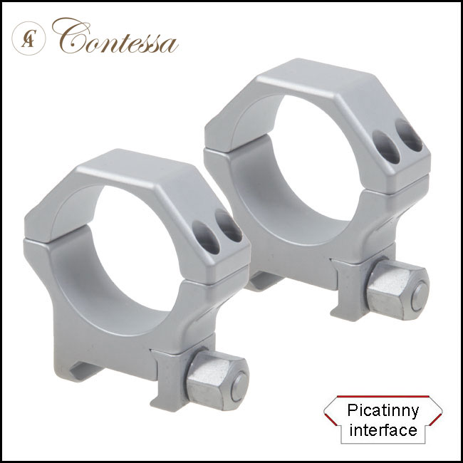 Contessa Satin Chromed Steel Picatinny Rings - 30mm (8mm BH)