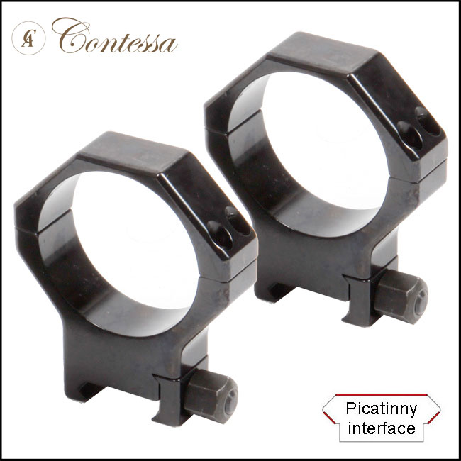 Contessa Blued Steel Picatinny Rings - 40mm (14.5mm BH)