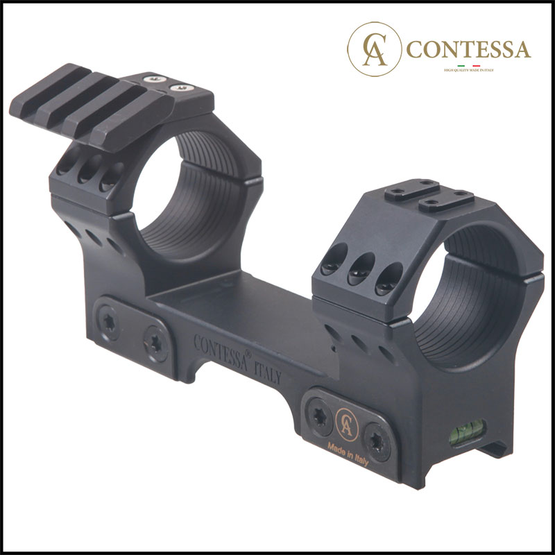 Contessa Tactical Picatinny Ring Mount, Black (with Rail) - 30mm