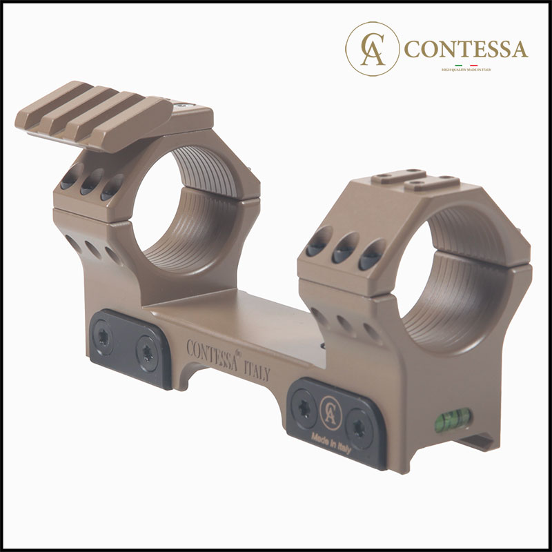 Contessa Tactical Picatinny Ring Mount, Brown (with Rail) - 30mm