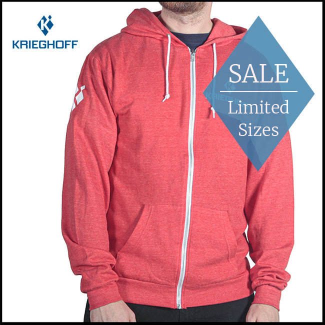 Krieghoff Full Zip Hoodie Jacket - Red (M / L / XL)