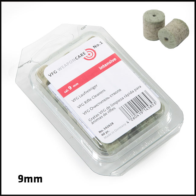 VFG Intensive Barrel Cleaning Felts for 9mm (Box of 40)