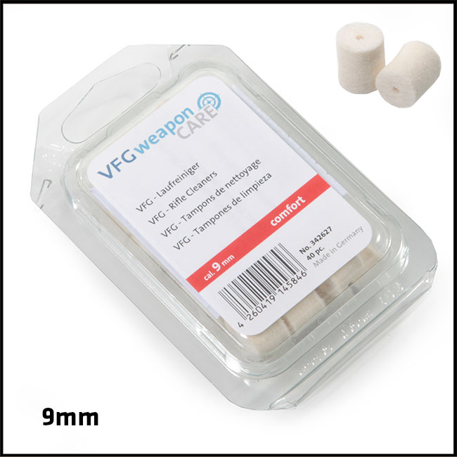 VFG Barrel Cleaning Felts for 9mm (Box of 40)
